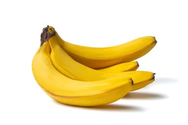 Beyaz arka planda izole edilmiş olgun muzlar..