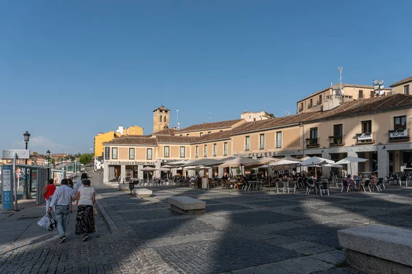 Straßenansicht Des Aquadukts Der Stadt Segovia Spanien — Stockfoto