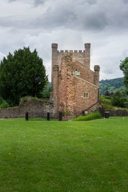 Mill Street tower of the castle at Abergavenny, Wales, UK clipart