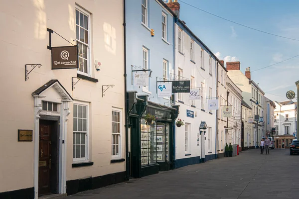 Gatuvy Över Nevill Street Staden Abergavenny Wales Storbritannien — Stockfoto