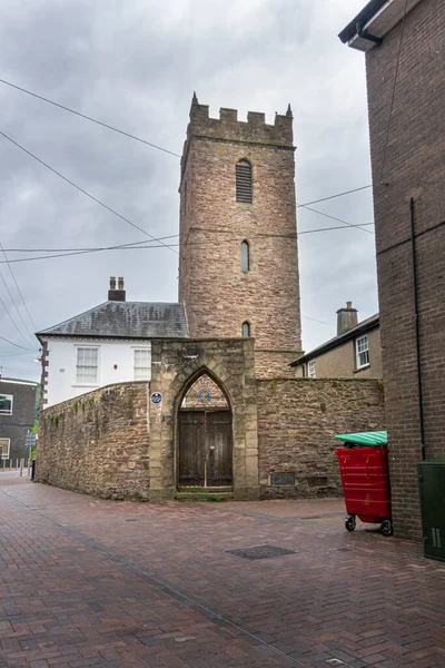 Pohled Kostel Jana Školní Bránu Krále Jindřicha Městě Abergavenny Wales — Stock fotografie