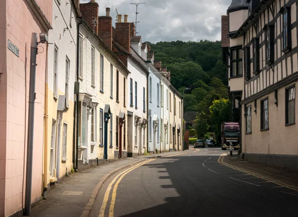 Vista Rua Antiga Cidade Mercantil Ledbury Herefordshire Reino Unido — Fotografia de Stock