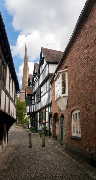 Utsikt Över Church Lane Den Antika Marknadsstaden Ledbury Herefordshire Storbritannien — Stockfoto