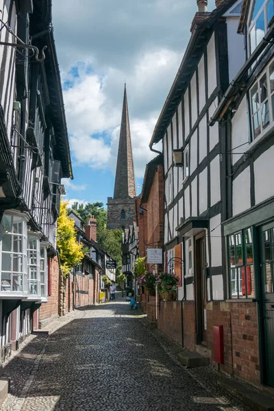 Utsikt Över Church Lane Den Antika Marknadsstaden Ledbury Herefordshire Storbritannien — Stockfoto