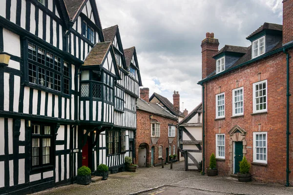 Utsikt Över Church Lane Den Antika Marknadsstaden Ledbury Herefordshire Storbritannien — Stockfoto