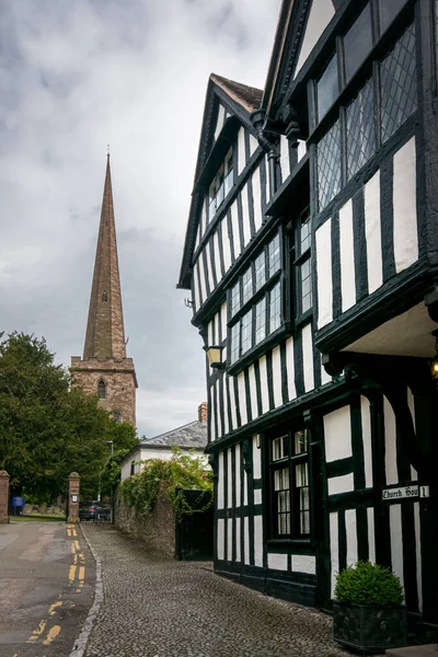 Widok Church Lane Starożytnym Rynku Miasta Ledbury Herefordshire Wielka Brytania — Zdjęcie stockowe