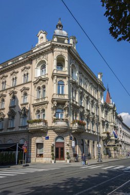 Hırvatistan 'ın Zagreb kentinde tarihi bir binanın cephesi