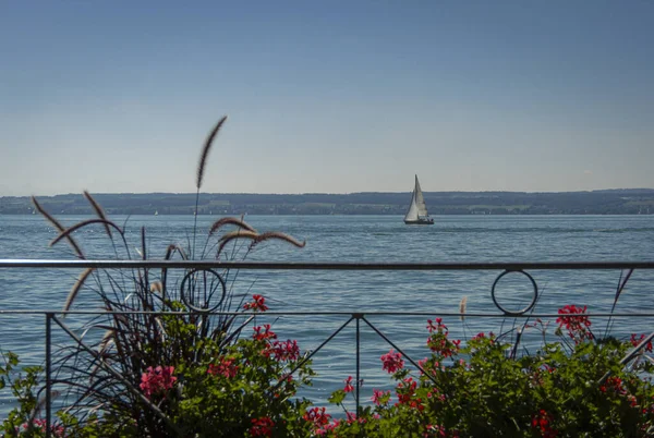 Jacht Jeziorze Bodeńskim Meersburg Niemcy — Zdjęcie stockowe