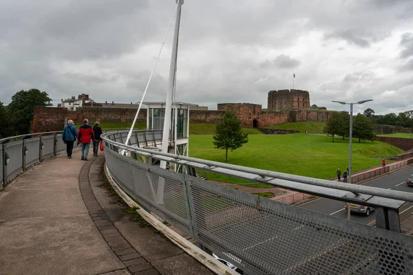 Carlisle Cumbria August 2020 People Walking Pedestrian Flyover Castle City — Stock Photo, Image