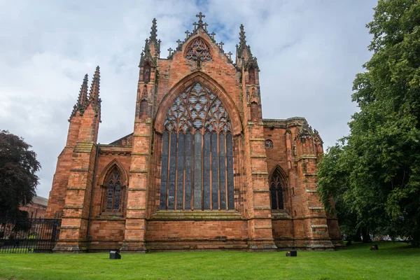 Facciata Della Cattedrale Mattoni Rossi Nella Città Carlisle — Foto Stock