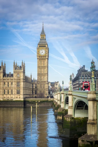 Big Ben und London Bus, London, Uk — Stockfoto