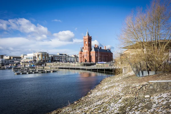 Linha do horizonte de Cardiff Bay — Fotografia de Stock