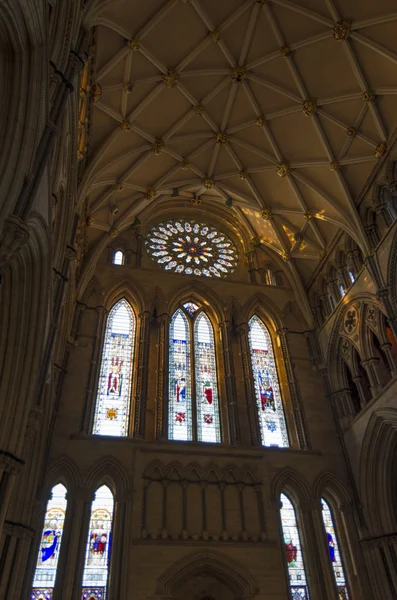 York Minster South Transept con Rose Window — Foto de Stock