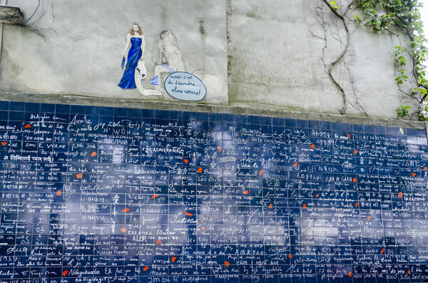 Ich liebe dich wall, montmartre, paris, france — Stockfoto