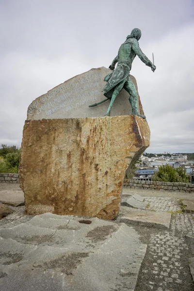 Estatua de Georges Rene Le Peley de Pleville, Granville, Normandía —  Fotos de Stock