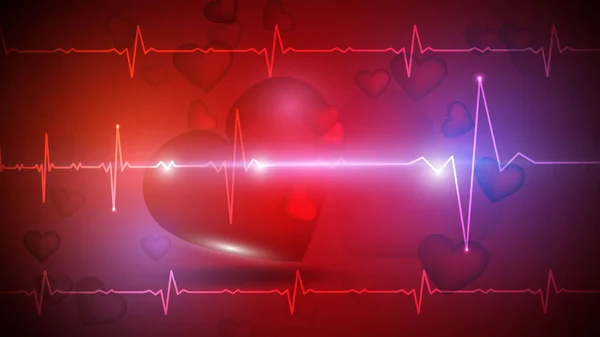 Illustration of a human heart on the background of a glowing heart rate graphic. Medicine, health, heart rate, healthy lifestyle — Stock Photo, Image