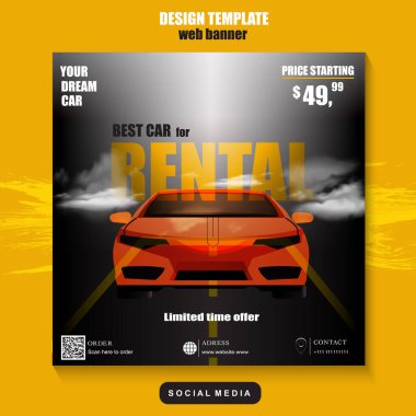 Car rental online and social media promotion template. Advertising, advertising banner, product marketing. EPS 10. clipart