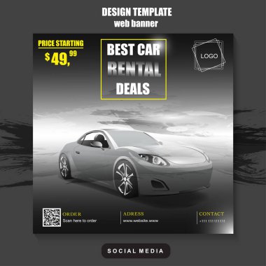 Car rental online and social media promotion template. Advertising, advertising banner, product marketing. EPS 10. clipart