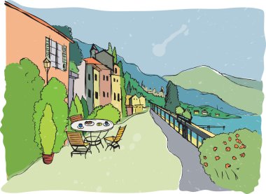 El çizimi İtalyan kafe yapımı