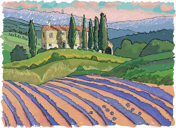 Paisaje Toscana, Italia — Archivo Imágenes Vectoriales