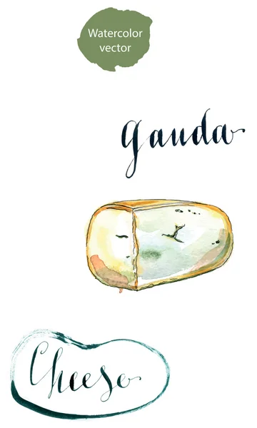 Stück geräucherte Gauda — Stockvektor