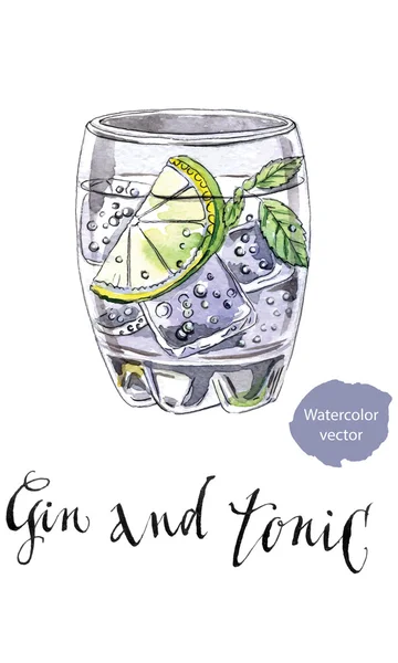 Glas Gin Tonic — Stockvektor