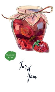 Bir cam kavanoz ve taze meyve çilek