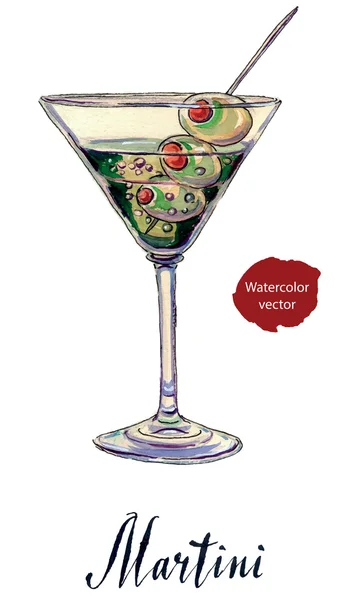 Un cocktail de martini d'olive aux bulles — Image vectorielle