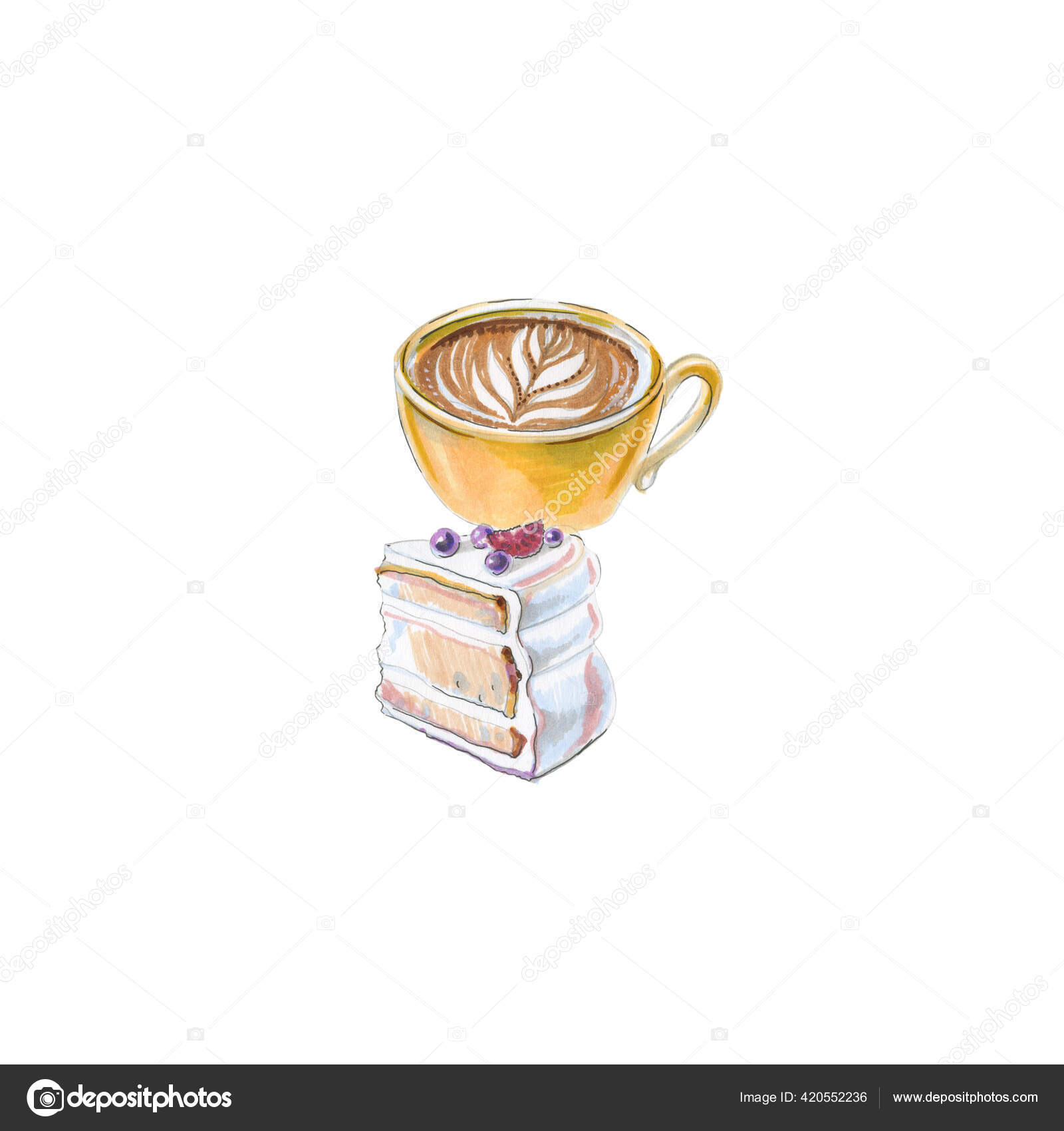 イタリアのコーヒーブレブとエンジェルフードケーキ スポンジケーキの種類 ストック写真 C Mimino