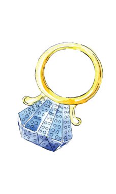 Suluboya çizimi, 12 günlük Noel Büyüsü için altın yüzük, vektör illüstrasyonu