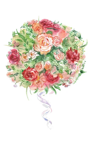 Blumenstrauß Aquarell Illustration Vektorillustration — Stockvektor