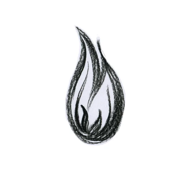 Ilustração Desenhada Mão Chama Fogo Feita Com Lápis Carvão — Fotografia de Stock