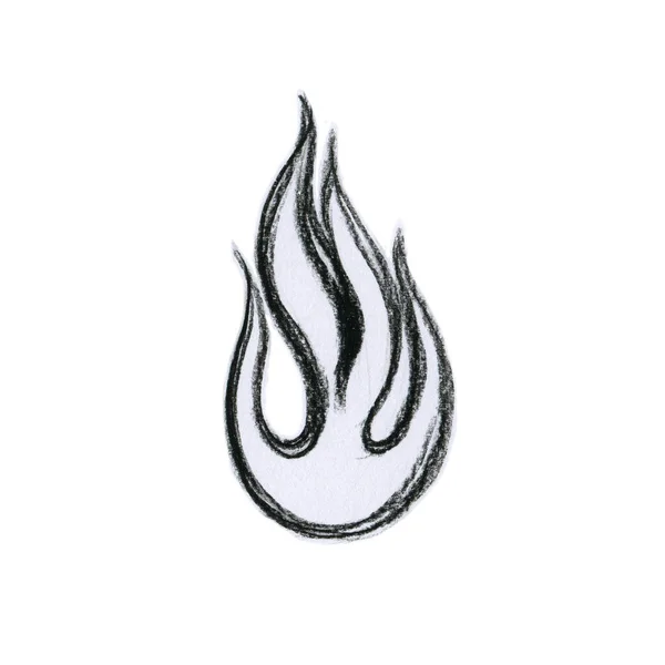 Hand Drawn Illustration Fire Flame Made Charcoal Pencil — Stock Photo, Image