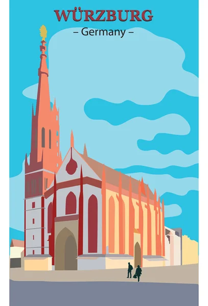 Iglesia en Wurzburg, Alemania — Vector de stock