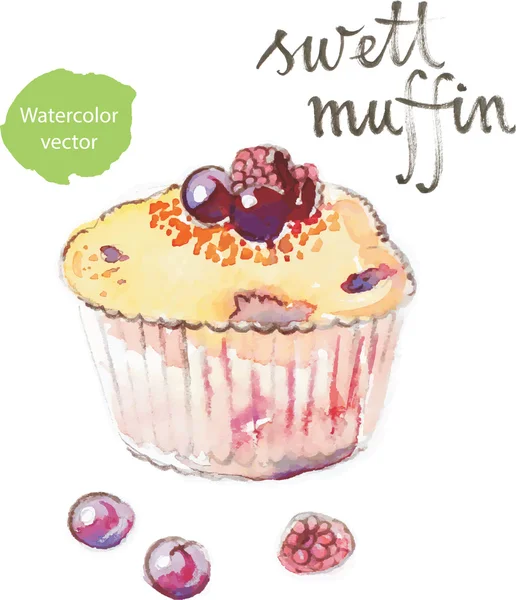 Muffin aquarela — Vetor de Stock