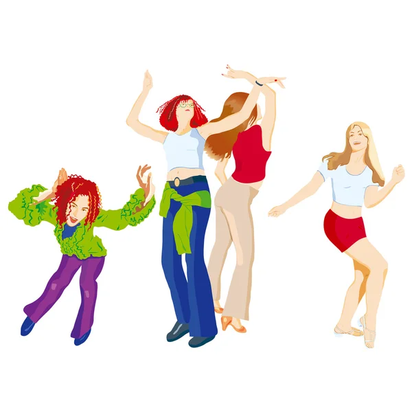 Chicas bailando — Vector de stock