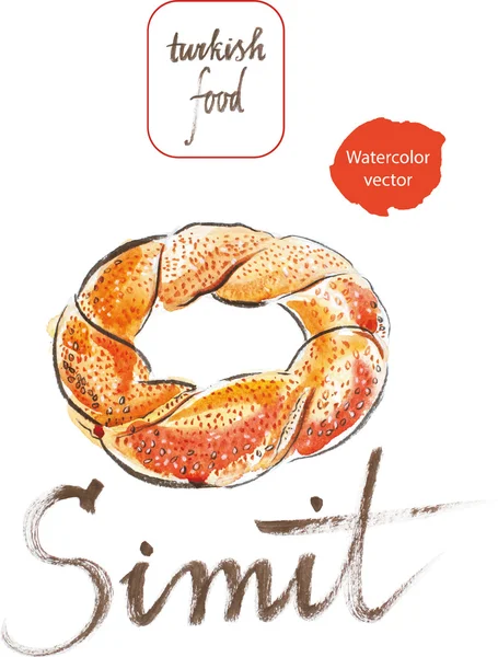 Bagel de turca aquarela — Vetor de Stock