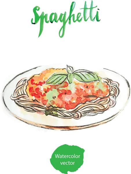 Watercolor spaghetti — Stock Vector