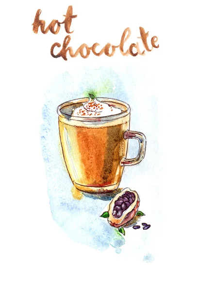 Acuarela chocolate caliente — Foto de Stock