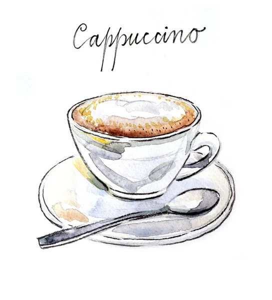 Café capuchino acuarela —  Fotos de Stock