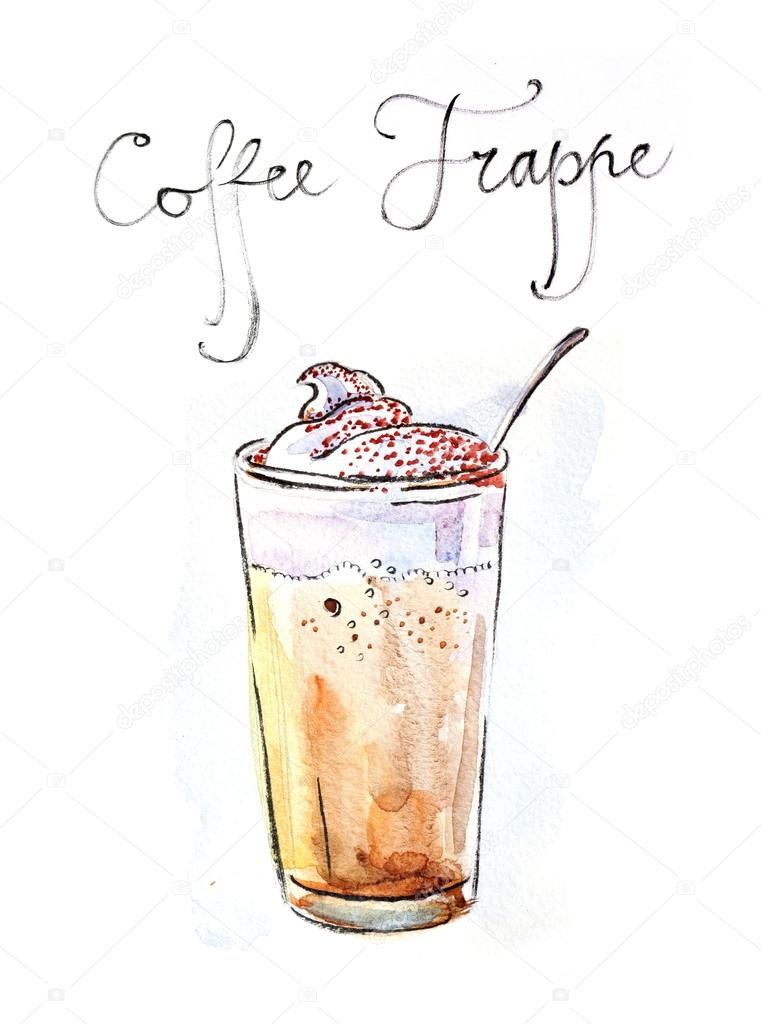 Watercolor coffee frappe