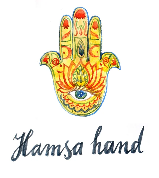 Aquarela de hamsa mão — Fotografia de Stock