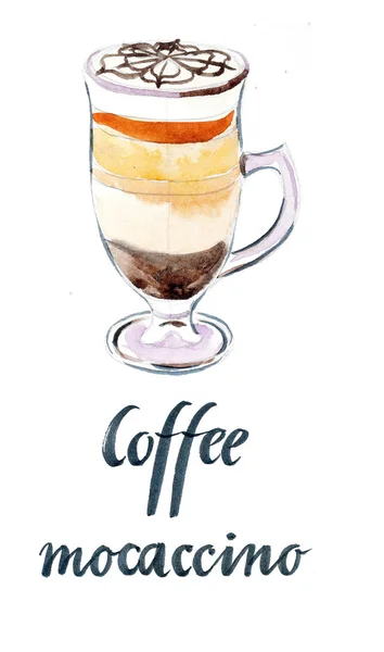 Glass of coffee mocaccino — Stock Photo, Image