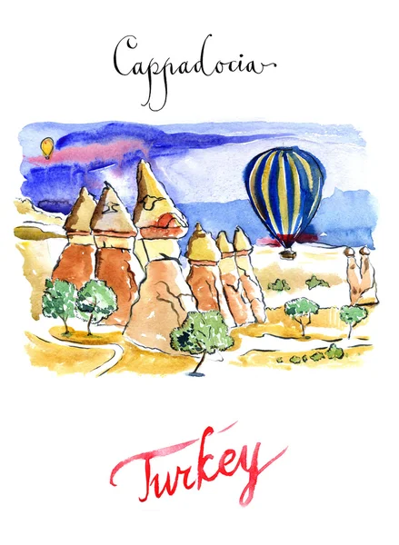 Akvarell Cappadocia — Stockfoto