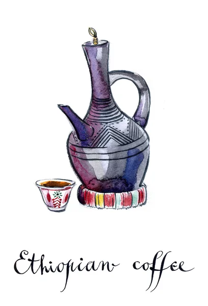 Klei koffie pot — Stockfoto