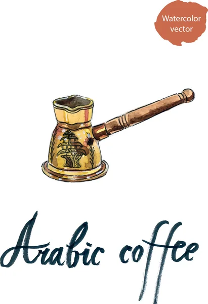 Aquarel Arabische koffie — Stockvector