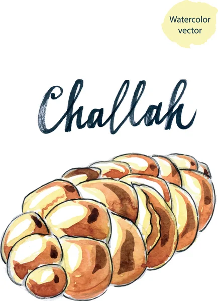 Aquarell jüdisch geflochtene Challah — Stockvektor