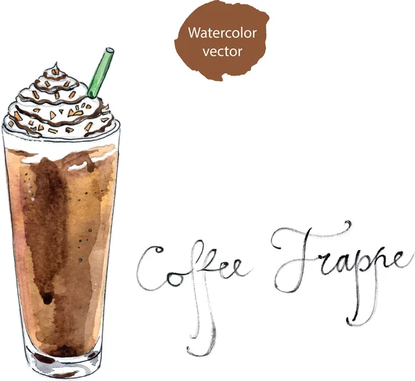 Frappe de café acuarela — Vector de stock