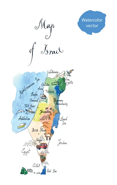 Mapa atrakcji turystycznych Izraela — Wektor stockowy