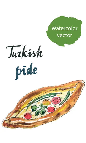 Traditional turkish pizza - pide — Stock Vector